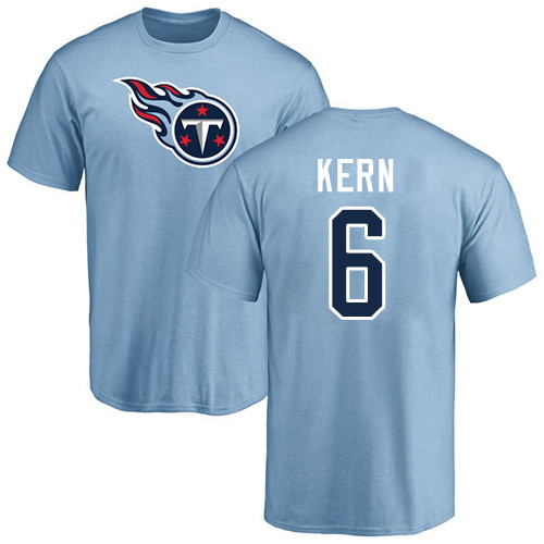 Tennessee Titans Men Light Blue Brett Kern Name and Number Logo NFL Football #6 T Shirt